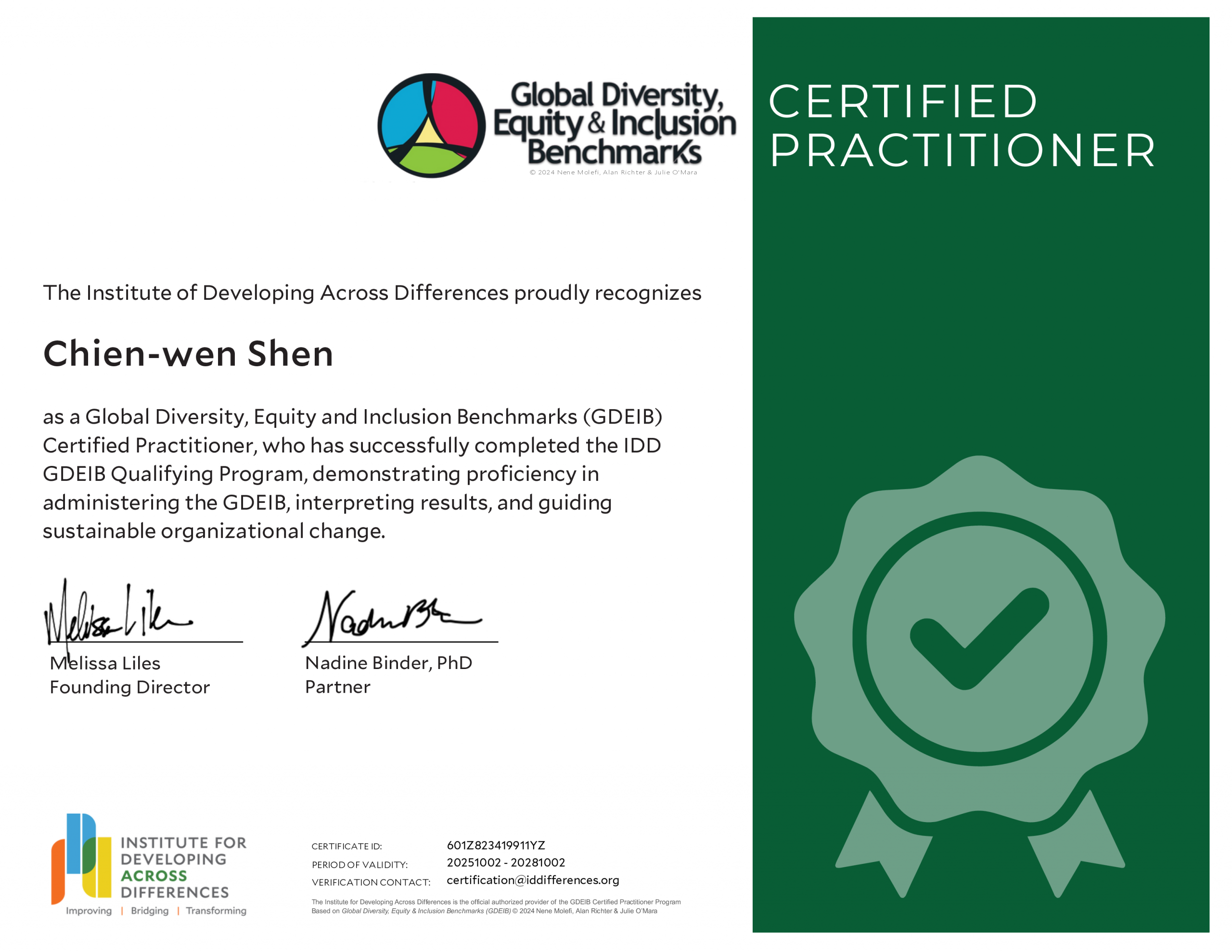 Global Diversity, Equity & Inclusion Benchmarks (GDEIB) Certified Practitioner