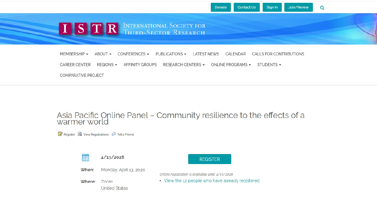 Asia Pacific Online Panel – Community resilience to the effects of a warmer world